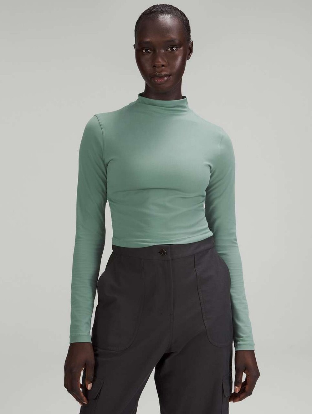 Lululemon All Aligned Mock Neck Long Sleeve Shirt Tidewater Teal